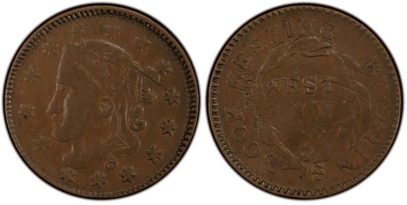 (1835) Copper Token HT-356, Bucklin's Book Keeping NY