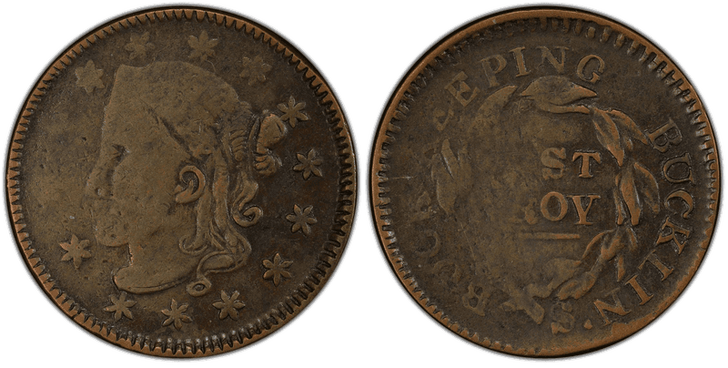(1835) Copper Token HT-357, Bucklin's Book Keeping NY