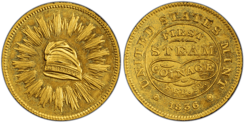 (1836) Gilt Bronze Medal J-MT-20, 1st Steam Coinage, Feb. 22