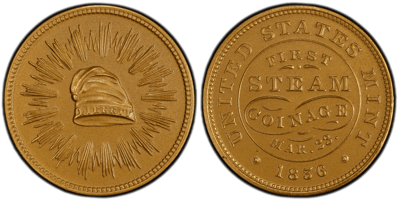 (1836) Medal J-MT-21, First Steam Coinage Yellow Bronze Restrike