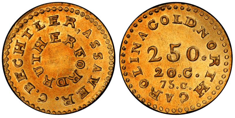 1837 C. Bechtler Two and a Half Dollar Gold Piece - 75 Grains, Beaded