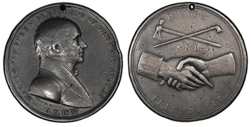(1837) Silver Medal J-IP-18, Holed Martin Van Buren
