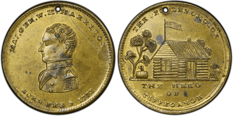 (1840) Medal WHH 1840-25 Brass, Pierced Maj. Gen. W.H. Harrison