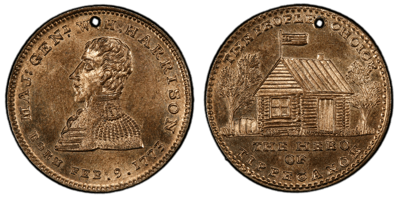 (1840) Token DeWitt WHH-1840-49 Brass Maj. Gen. W.H. Harrison Campaign