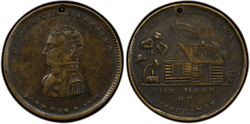 (1840) Brass Token HT-820A, W.H. Harrison