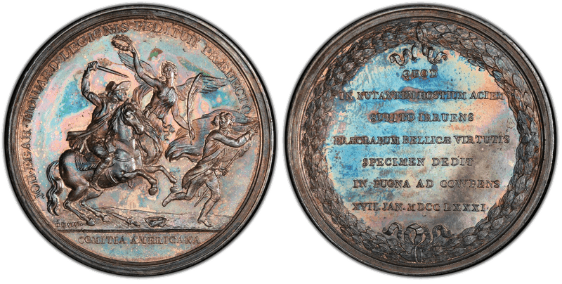 (1841-1842) Silver Medal Betts-595, Battle of Cowpens Paris Restrike, Anchor Edge