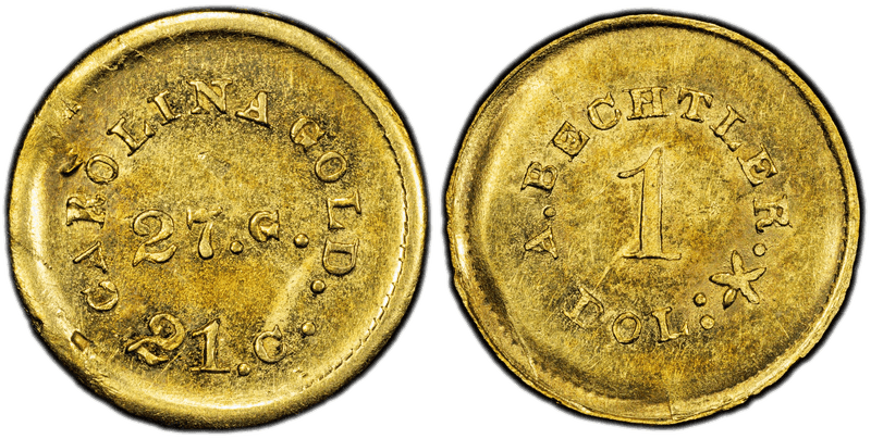 August Bechtler One Dollar Gold Pieces