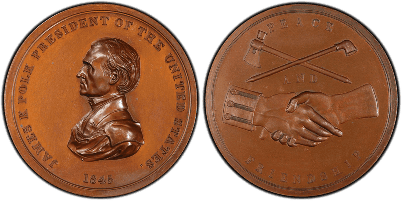 (1845) Bronzed-Copper Medal J-IP-24, James K. Polk