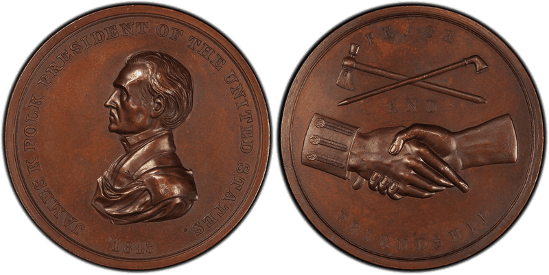 (1845) Bronzed-Copper Medal J-IP-25, James K. Polk