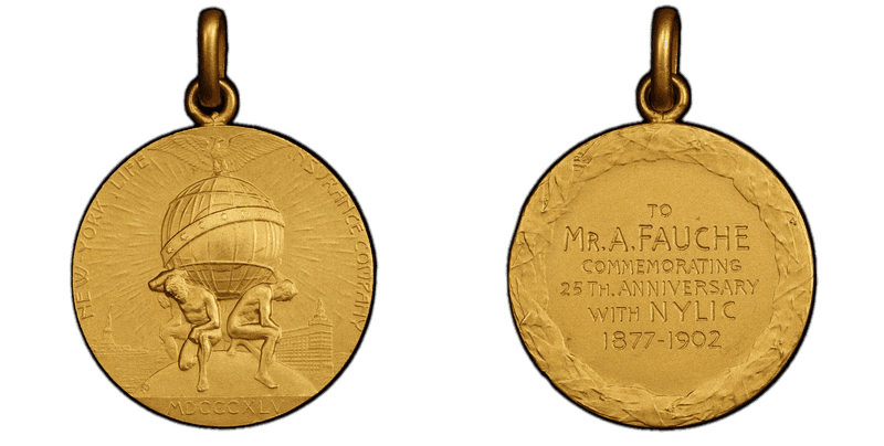 "1845" Medal NY Life Insurance Co Gold