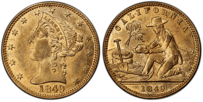 1849 Token California Brass Counter Gold Half Eagle