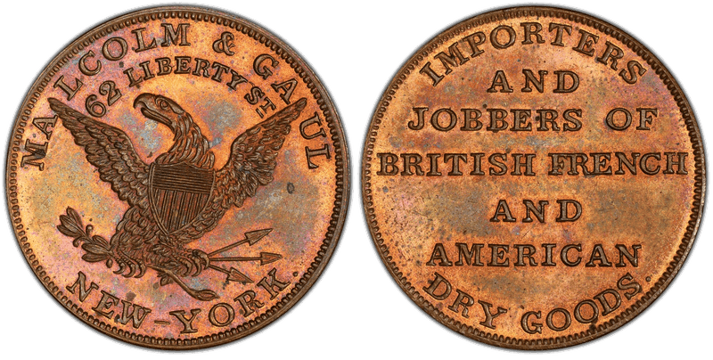 (1850) Token Miller NY-515, Malcolm & Gaul
