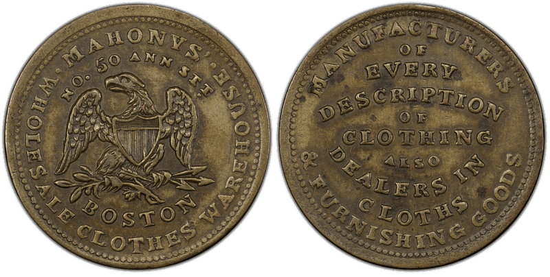 (1850s) Token Miller Mass-49 Brass Mahony's Wholesale Clothes