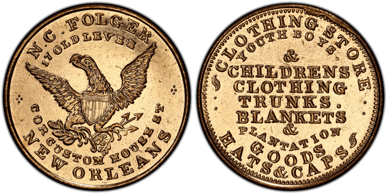 (1853-58) Token Miller La-11B Gilt Brass N.C. Folger