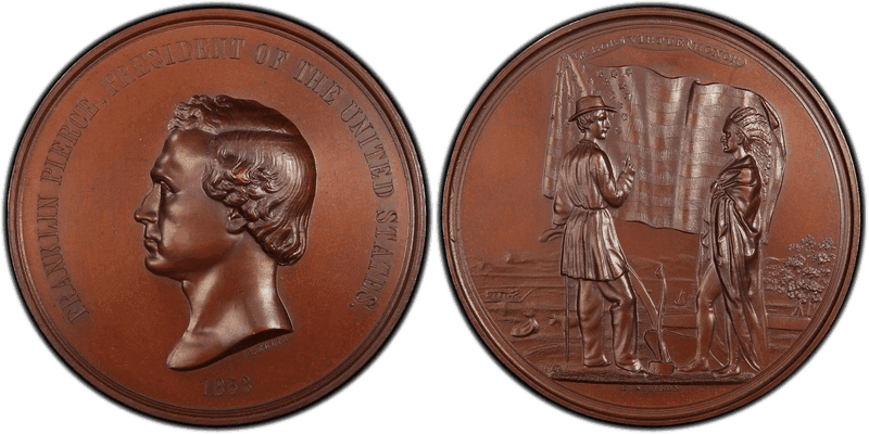 (1853) Bronzed-Copper Medal J-IP-32, Franklin Pierce