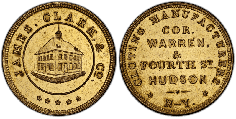 (1853) Token Miller NY-31 Brass James, Clark & Co.