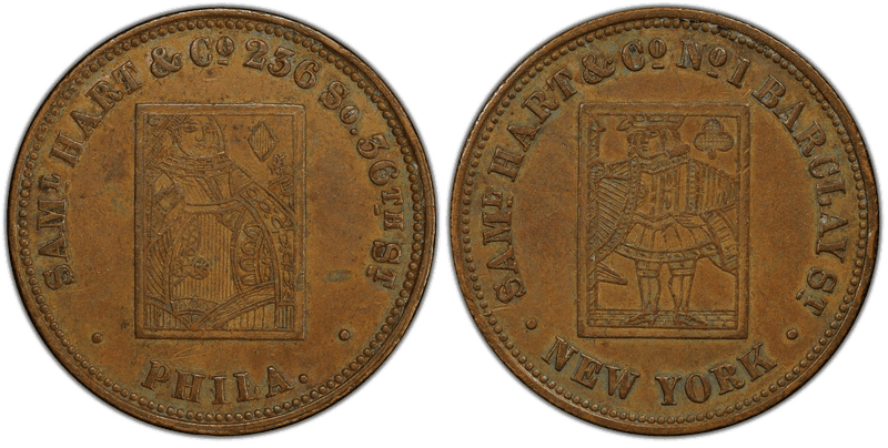 (1854-57) Token Miller Pa-197A Copper Saml. Hart & Co.
