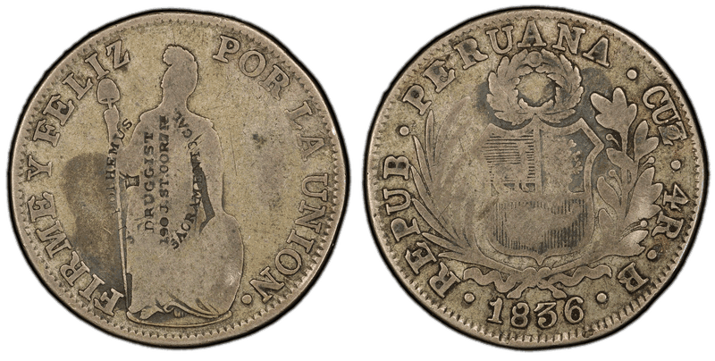 (1856-57) Token Miller Calif-1E J.L. Polhemus on Peru 4R