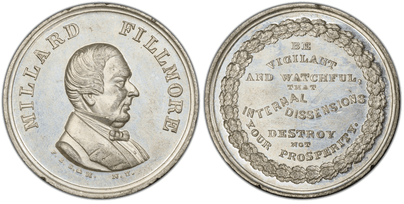 (1856) Medal DeWitt MF-1856-3 White Metal Millard Fillmore Campaign