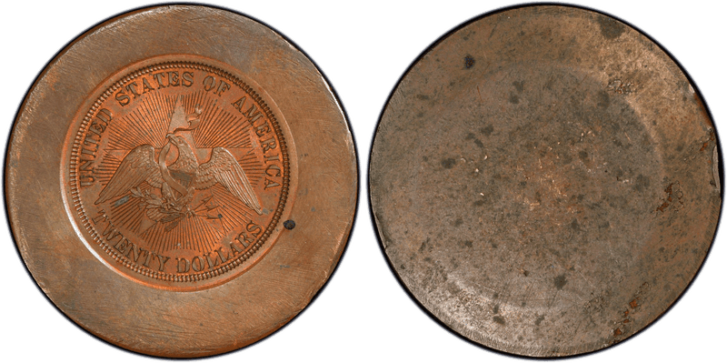 1857 Double Eagle Die Trial - J-A1857-9, Reverse