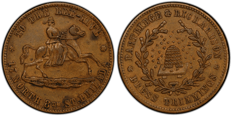 (1858-60) Token Miller PA-382 Copper Partridge & Richardson PA