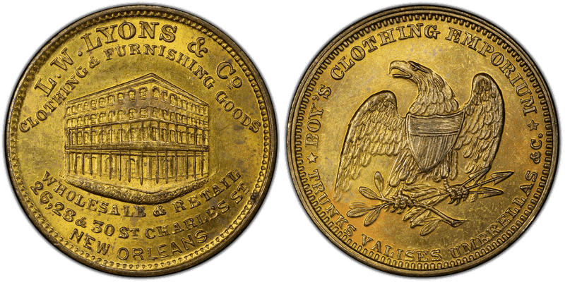 (1859-60) Token Miller La-38A Brass L.W. Lyons & Co.