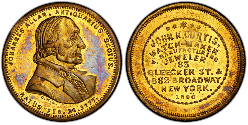 (1859) Token Miller NY-177 Brass John K. Curtis