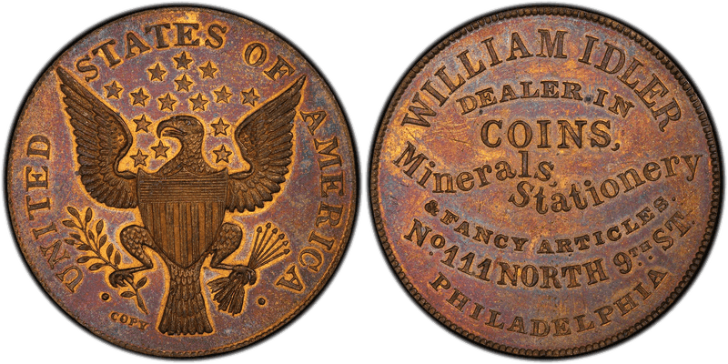 (1859) Token Miller Pa-215 Brass William Idler Copy