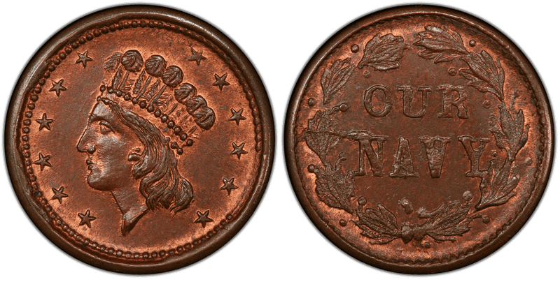 (1860-65) Copper Civil War Patriotic Token F-53/336a, Our Navy