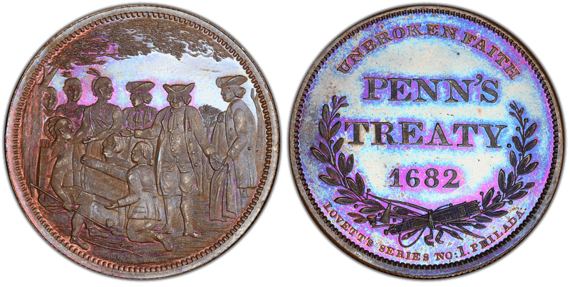 (1860) Bronze Token Penn's Treaty