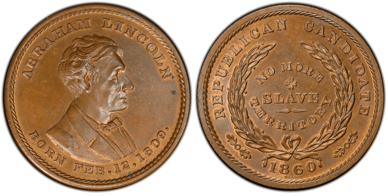 (1860) Token DeWitt AL-1860-38 Copper No More Slave Territory Campaign