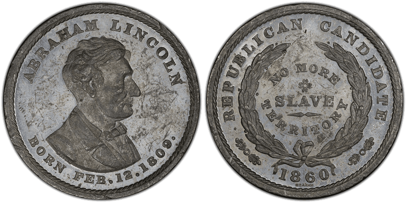 (1860) Token DeWitt AL-1860-38 White Metal No More Slave Territory Campaign