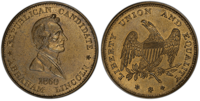 (1860) Token DeWitt AL-1860-43 Brass Abraham Lincoln Campaign