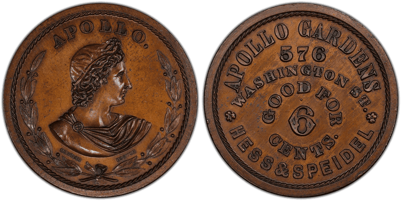 (1860) Token Miller Mass-4 Copper Hess & Speidel