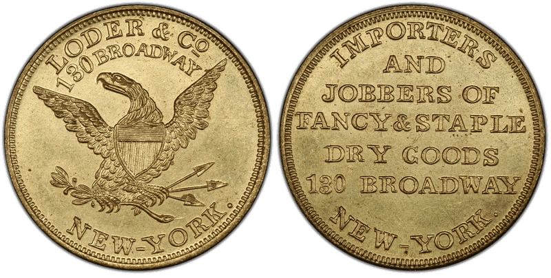 (1860) Token Miller NY-475 Brass Loder & Co.