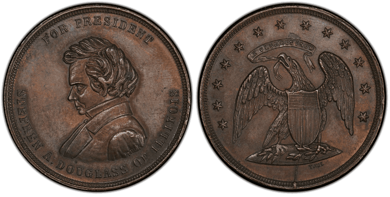 (1860) Token SD 1860-3 Copper Stephen A. Douglas Restrike Campaign
