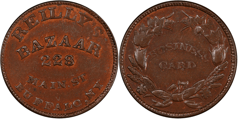 (1861-65) Copper Civil War Store Card F-105M-1a, Reilly's Bazaar NY