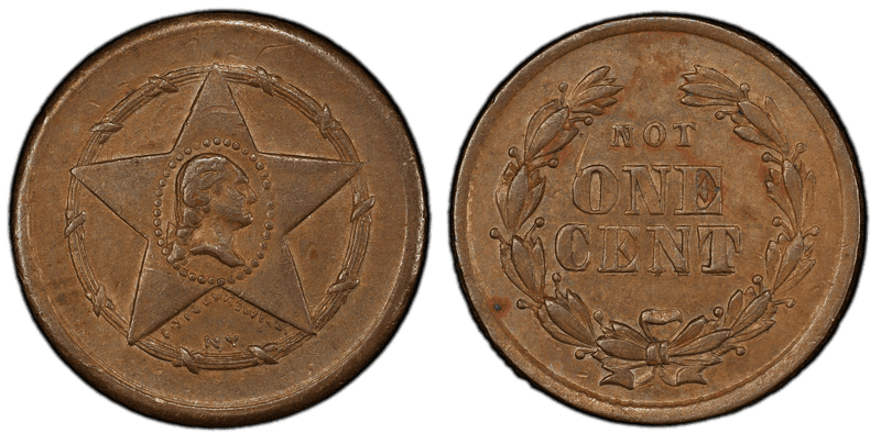 (1861-65) Copper-Nickel Civil War Patriotic Token F-105/358d, Not One Cent