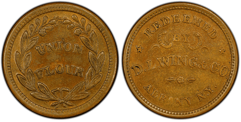 (1861-65) Copper Civil War Store Card F-10H-14a, D.L. Wing & Co. NY