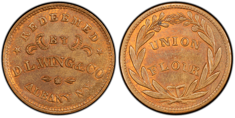 (1861-65) Copper Civil War Store Card F-10H-5aa, D.L. Wing & Co. NY