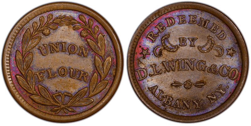 (1861-65) Copper Civil War Store Card F-10H-8a, D.L. Wing & Co. NY