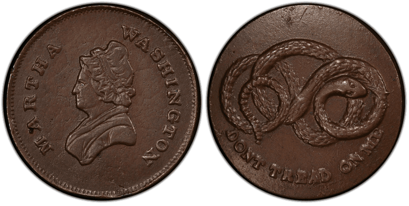 (1861-65) Copper Civil War Store Card F-115A/530g, Plated Martha Washington