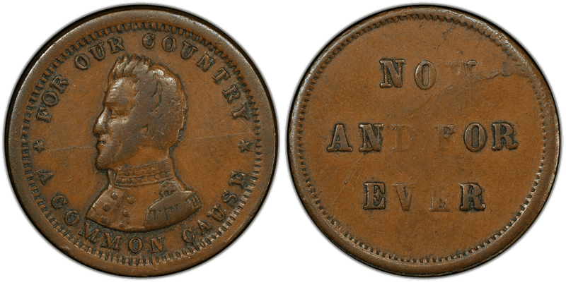 (1861-65) Copper Civil War Patriotic Token F-135/441a, Our Country-Now And For Ever