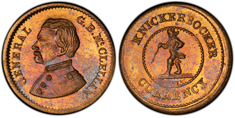 (1861-65) Brass Civil War Patriotic Token F-138/255b, Gen. McClellan