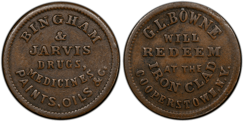 (1861-65) Civil War Store Card F-145B-1a, G.L. Bowne NY