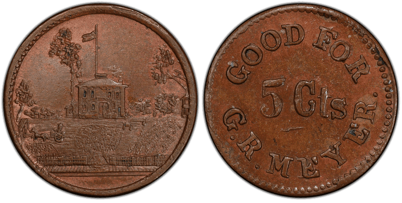(1861-65) Copper Civil War Store Card F-150AN-1a, G.R. Meyer IL