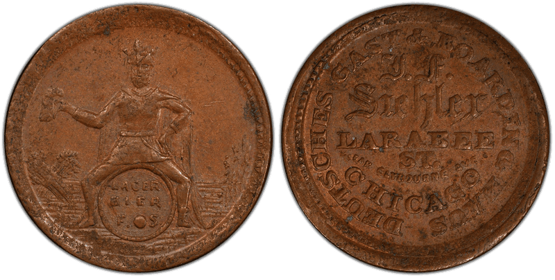 (1861-65) Copper Civil War Store Card F-150BB-3a, J.F. Siehler IL