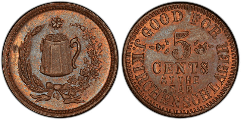 (1861-65) Copper Civil War Store Card F-160Da-1a, J. Kirchenschlager OH