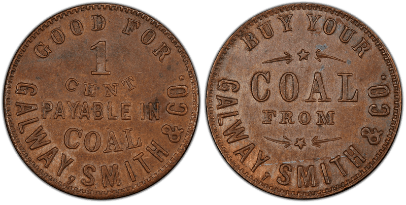(1861-65) Copper Civil War Store Card F-165BAa-1a, Galway, Smith & Co. OH