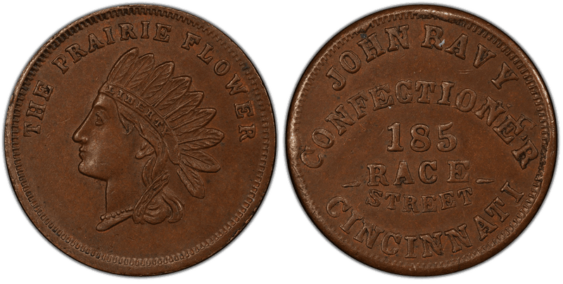 (1861-65) Copper Civil War Store Card F-165ER-9a, John Ravy OH